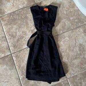 Black Theory Dress with Slit and Tie